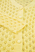Yellow Pointelle Knit V Neck Sweater Cardigan